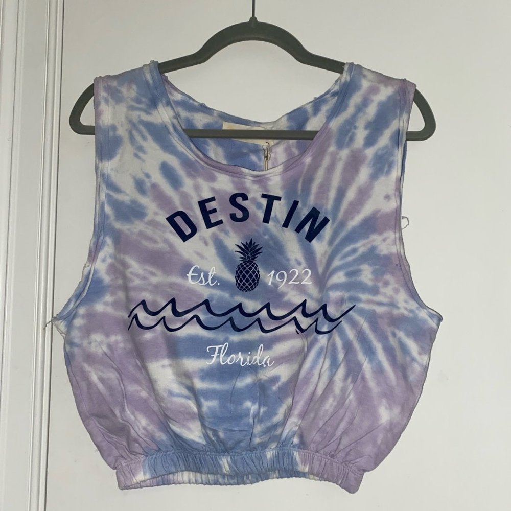 Ocean Drive Purple and Blue Destin Florida Pineapple Tie Dye Tank Top